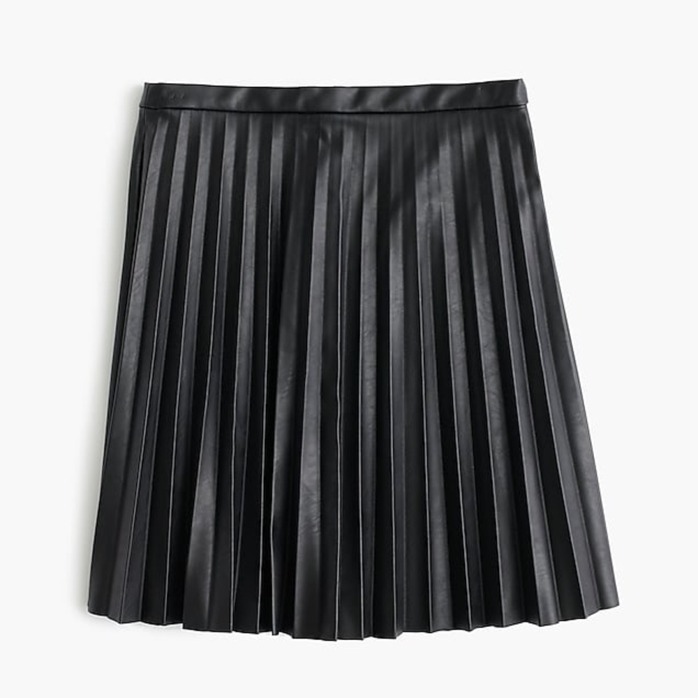 J Crew pleated faux leather mini skirt